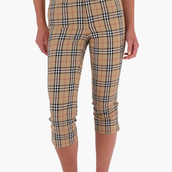 Burberry Pants - Burberry Mid Rise Nova Check Plaid Skinny Capri Pants